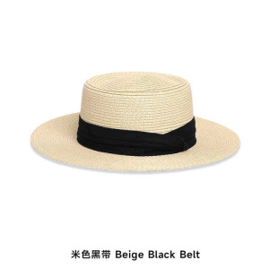 夏季法式平顶草帽草编礼帽大檐太阳帽海边度假遮阳帽新款防晒帽子