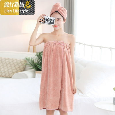 浴巾家用非棉吸水速干不毛巾三件套女可穿可裹巾浴裙ins风 三维工匠