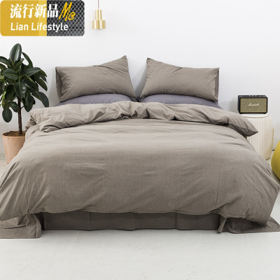 水洗棉四件套棉棉床上用品床单被子被套北欧风三件套 三维工匠