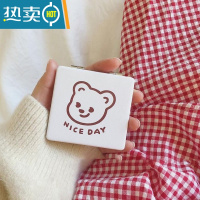 敬平新款 韩国s可爱奶茶曲奇小熊随身小镜子迷你补妆镜手拿镜便携硅胶便携式用镜 小熊双面镜1个