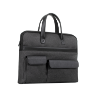 齐心 A8119 多功能商务公文包(手提+单肩) 陨石黑
