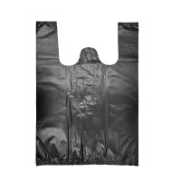 卡质 手提式垃圾袋黑色家用加厚背心式马夹袋一次性提手塑料袋/个 [宽43x50cm][黑色]50只中厚/包