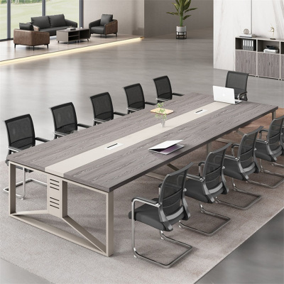 易企采 300*130CM办公家具会议桌长桌小型简约现代长条桌培训桌洽谈桌办公桌椅组合