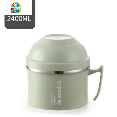 304不锈钢泡面碗带盖单个餐具一人食便当盒快餐杯学生碗筷套装大 FENGHOU 北欧粉(加大号)[1900ML]