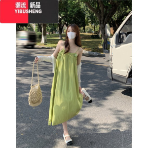 YIBUSHENG温柔风季裙子宽松中长款吊带连衣裙2024新款气质显瘦无袖长裙女
