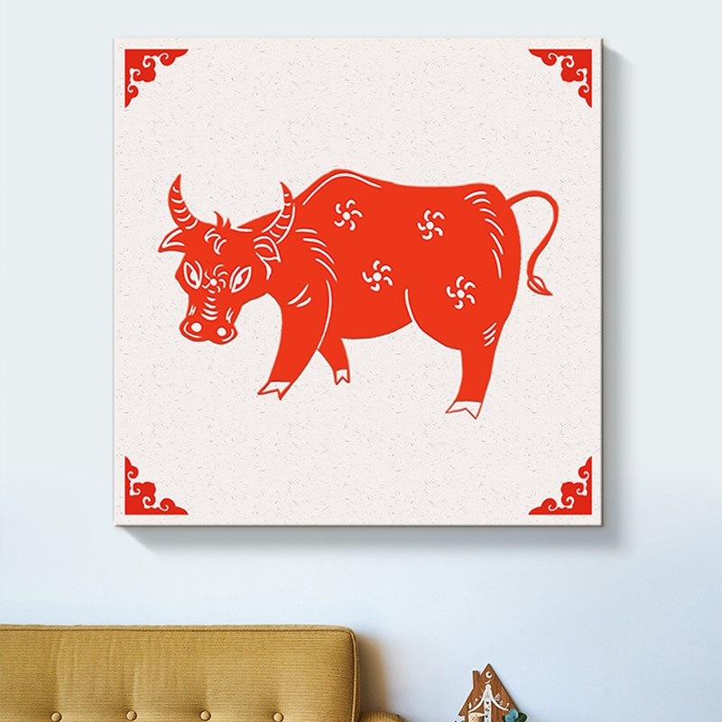 剪纸十二生肖客厅沙发背景墙装饰壁画儿童房床头民宿餐厅挂画中式 b款