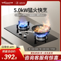 万和(Vanward)梅赛思燃气灶具家用5.0KW大火力瞬时点火 易清洁抗污 天然气一级能效ML06-X1