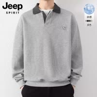 吉普海鸥领卫衣男士秋季新款潮流美式撞色高级感长袖Polo打底衫男