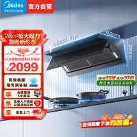 美的28m³爆炒大吸力油烟机变频巡航一键自清洗挥手智控烟灶联动顶侧跨界开合面板一级能效抽油烟机CXW-140-J7