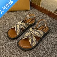 SUNTEK复古高级感罗马凉鞋女仙女风2023年春夏季新款法式平底沙滩软底鞋