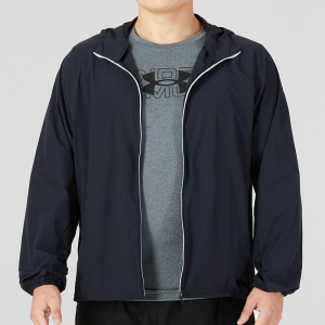 安德玛(Under Armour)UA运动外套男装新款户外连帽梭织训练健身衣夹克23600401-009 ZP