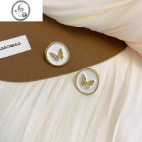 JiMiS925银针复古法式赫本风耳钉气质ins风几何耳环蝴蝶耳饰5852