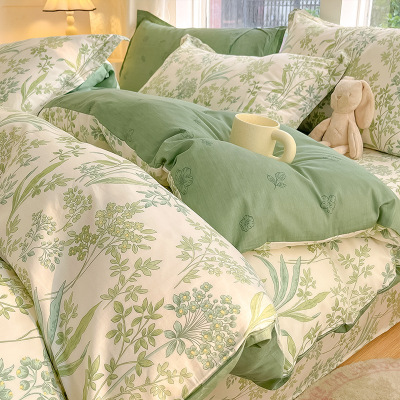 纯棉四件套全棉2026新款床上用品清新碎花被套床单宿舍三件套床笠_753