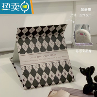 敬平可爱ins风折叠小镜子化妆镜女便携随身学生宿舍台式桌面可立梳妆 黑菱格 高清全面镜便携式用镜