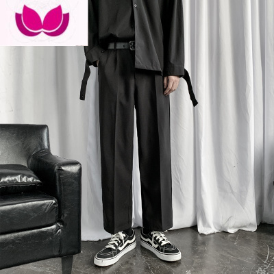 七斓西装裤男九分宽松垂坠感港风直筒阔腿班服休闲长裤子男dk制服