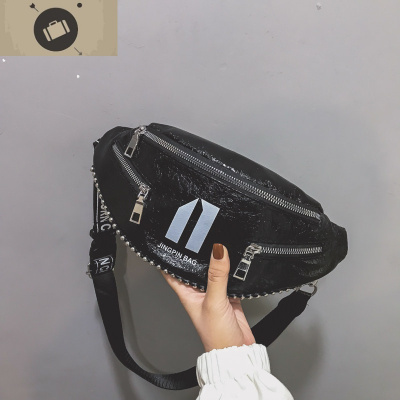 小包包女2020新款潮韩版百搭斜挎时尚胸包宽肩带腰包亮片包蹦迪包艾狄伊娃腰包男