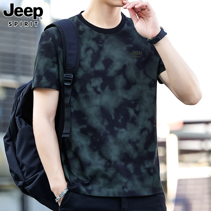 JEEP SPIRIT 新款男士短袖潮流时尚T恤刺绣休闲上衣