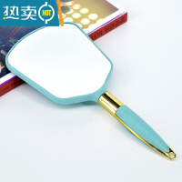 敬平美容院专用化妆镜女手柄纹绣手持手拿便携随身单面小镜子圆形 塑料框 | 蓝色方形便携式用镜