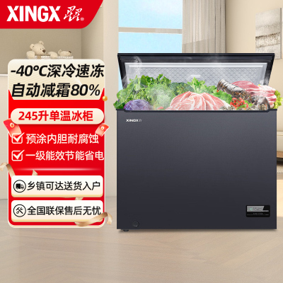 星星BD/BC-245KVS 245升低温冰柜卧式单温冷柜家用商用-40度深冷速冻柜铜管一级能效 减霜80%