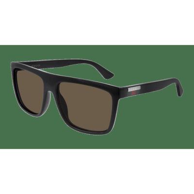 古驰(GUCCI)男士黑框茶色镜片可配处方眼镜框方形太阳镜