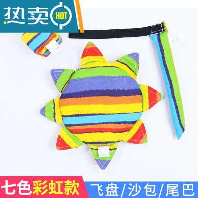 飞盘儿童软幼儿园户外安全飞碟玩具手工布艺软飞盘沙包尾巴三件套真智力彩虹款三件套（尾巴可拆卸+带姓名标+班级标）