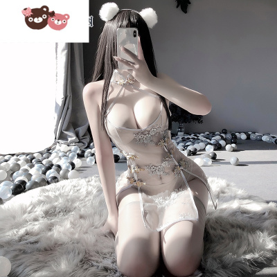 绿彩虹光情趣内衣大码女仆制服诱惑维密睡衣激情透明免脱性感衣服旗袍套装