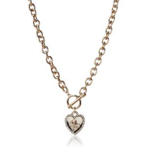 盖尔斯(GUESS)金属镶嵌水晶心形吊坠项链两 tone 设计时尚优雅女