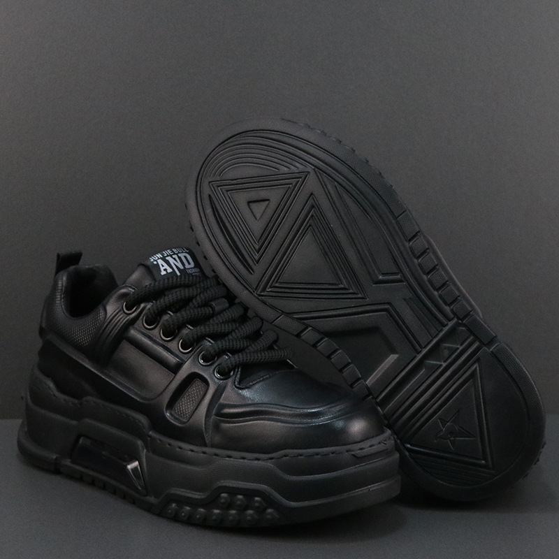厚底增高网红老爹鞋男鞋春季新款真皮潮鞋百搭时尚休闲运动鞋