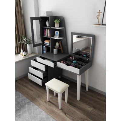 北欧风翻盖化妆台卧室简约现代多功能电脑书桌床头收纳柜组合一体