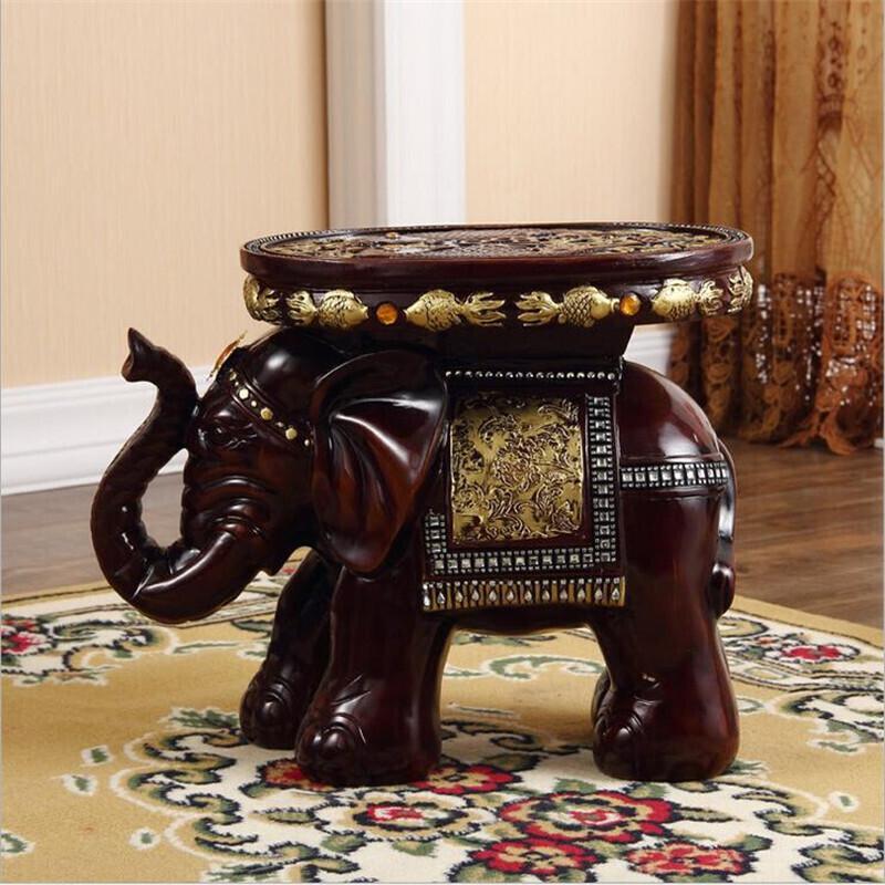 大号双鱼象凳树脂换鞋凳欧式落地大象摆件 深红色
