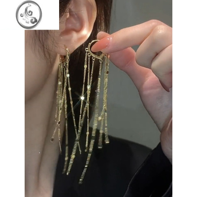 JiMi耳落银河流苏耳扣耳环女长款闪亮网红百搭耳饰2022新款设计感耳坠