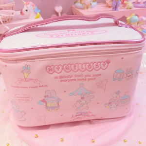 美帮汇美乐蒂方形手提化妆包 日系软妹melody绣花大容量旅行化妆箱 美乐蒂手提化妆包