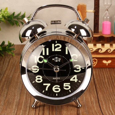 铭侣座钟客厅起床困难户夜光懒人金属夜光床头大声音闹钟学生静音表台钟