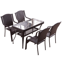 三能 办公家具藤椅四件套阳台桌椅小茶几休闲户外庭院室外桌椅现代简约靠背椅