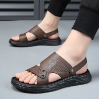 凉鞋男士潮款夏季外穿厚底防滑休闲沙滩鞋男软皮透气两用拖鞋
