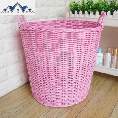 塑料仿藤编脏衣服收纳篮玩具筐洗衣篮筐编织篮杂物筐脏衣桶 三维工匠