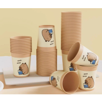 祥铁 一次性纸杯卡皮巴拉家用聚餐户外野营露营纸杯子商务聚会餐具纸杯 50只 包