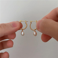 s925银法式小众轻奢珍珠耳环复古耳饰女气质百搭耳圈高级独特耳饰送女朋友老婆情人节七夕生日礼物