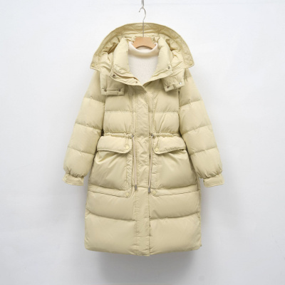 新冬季中长款韩版宽松白鸭绒时尚外套收腰保暖连帽羽绒服女