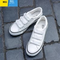 聚范夏季魔术贴帆布鞋男鞋学生潮流懒人粘扣休闲鞋2021年百搭透气板鞋