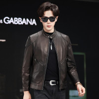 2025新款皮衣男士真皮机车服短款立领头层牛皮潮流修身皮夹克外套