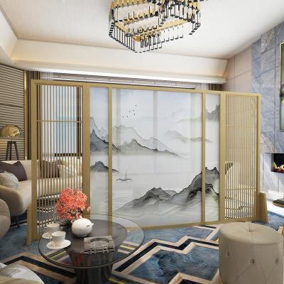 新中式屏风隔断客厅山水玄关别墅实木定制镂空酒店装饰格栅大座屏 乌金木:250*180cm高 整装