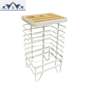 GULEK 小清新铁艺菜刀架刀座 厨房用品置物架沥水储物收纳架 三维工匠 米白色