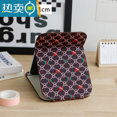 敬平折叠镜子化妆镜台式桌面可立家用小型便携办公室学生宿舍大号翻盖 爱心8字-小号便携式用镜