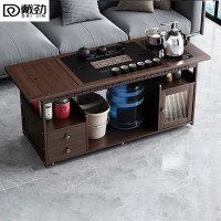 戴劲移动茶台家用竹木小茶桌烧水壶一体简约现代功夫茶几120长乌金石全自动+黑陶茶具
