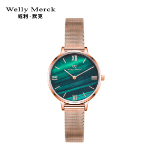welly merck 威利默克手表女石英表小绿表超薄学生防水个性女士时尚潮流女表WM009L