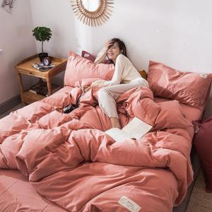 美帮汇水洗棉四件套全棉全棉床单被套色床笠款床上用品三件套
