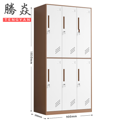 腾焱衣柜咖白六门台