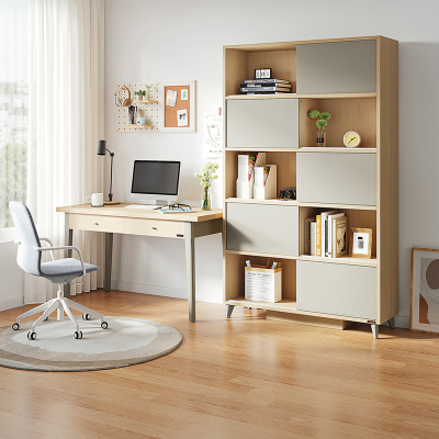 全友家居简约现代书桌书柜 北欧时尚书房木质组合家具 书房家具套装