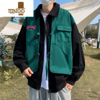 YANXU假工装外套男拼接刺绣潮牌ins痞帅日系高街嘻哈法式夹克